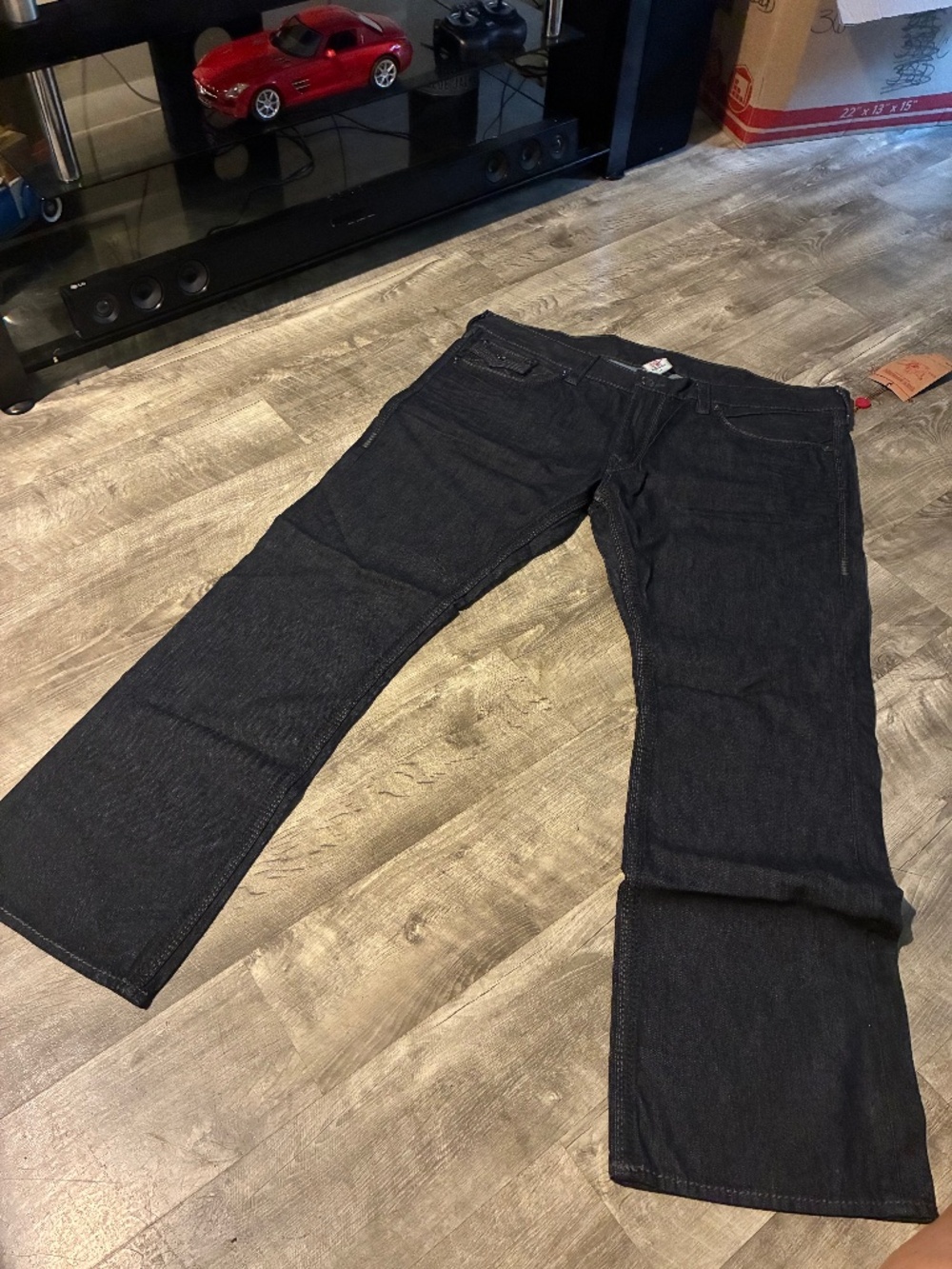 True Religion Jeans Men’s SZ 44 Ricky Big QT Blue Black Grey Made In Usa